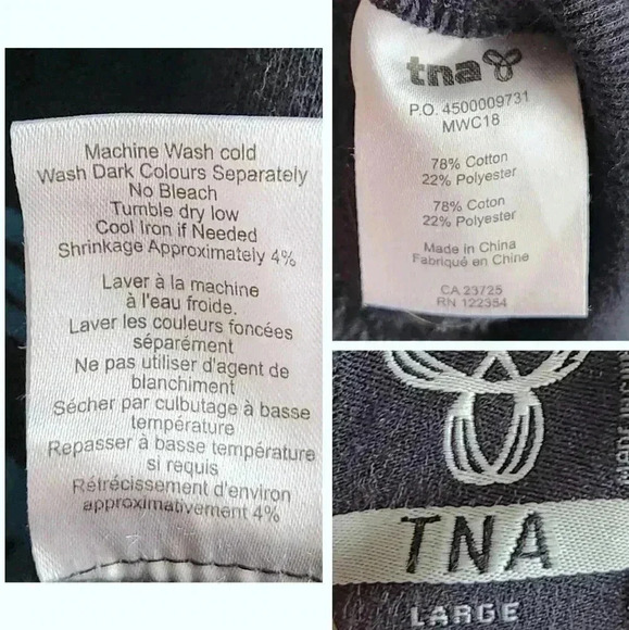 Aritzia TNA hoodie cotton blend sweatshirt Whistler ski snowboard black  wm L - Picture 12 of 12